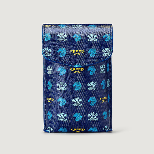 blue leather fragrance sleeve for a 75ml bottle of creed